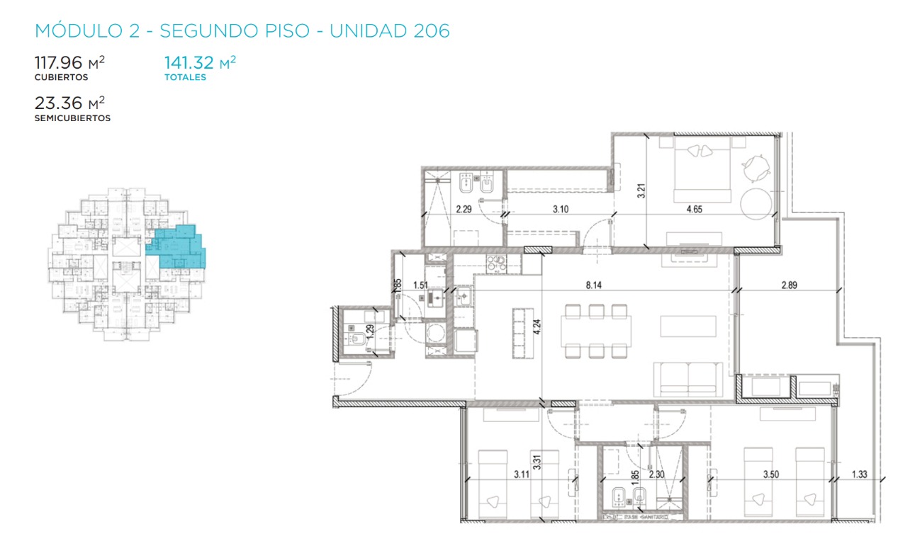 Departamento de 3 dormitorios en Manantiales